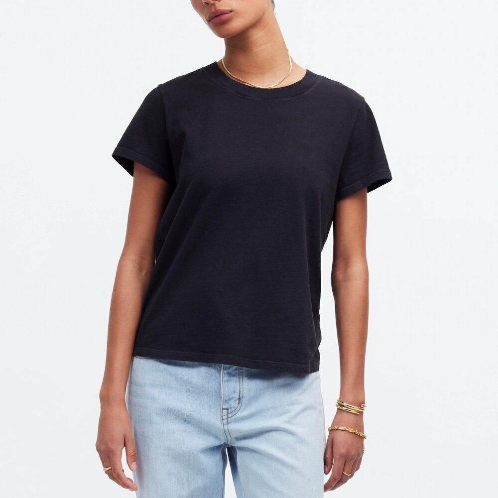 Madewell Premium Standard 01. The Shrunken Short Sleeve Tee Black Size M NWT